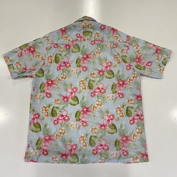 VTG HOWIE Men’s Hawaiian Shirt Reverse Print Blue Pink Floral Made In Hawaii L - Picture 7 of 7